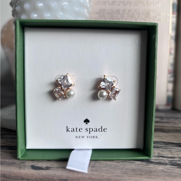 kate spade Jewelry - Kate Spade Crystal and Pearl Stud Earrings
